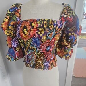 Live 4 Truth Multi Color Puffy Sleeve Crop Top
